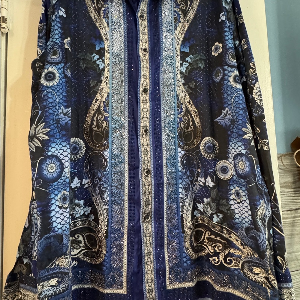 Barabas Men's Blue Paisley Dress Shirt